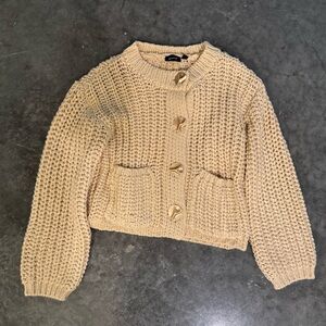 RD Style Chunky Knit Cardigan in Cream, medium NWT